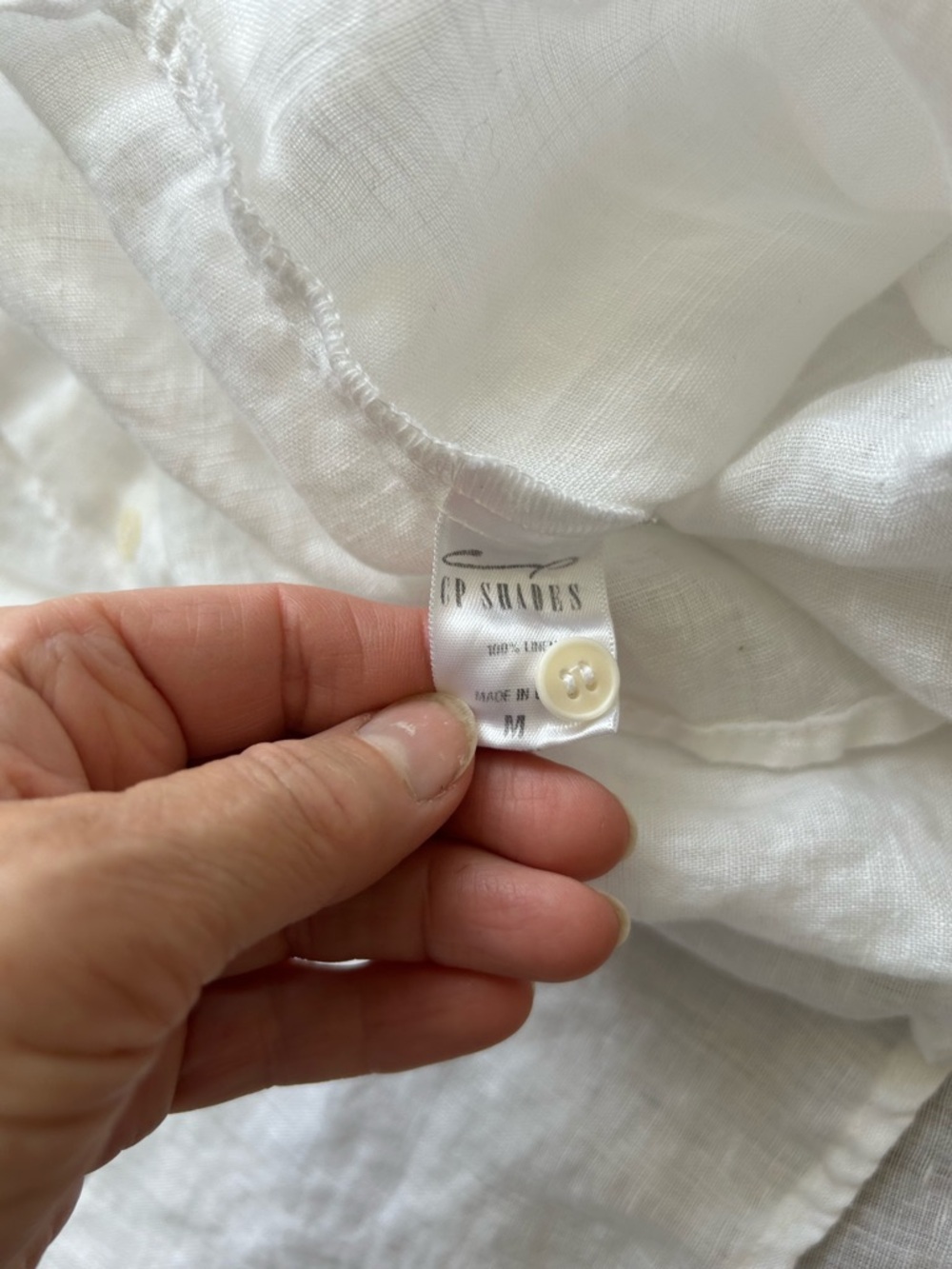CP Shades White Linen Button-Down Shirt, M - Picture 5 of 6